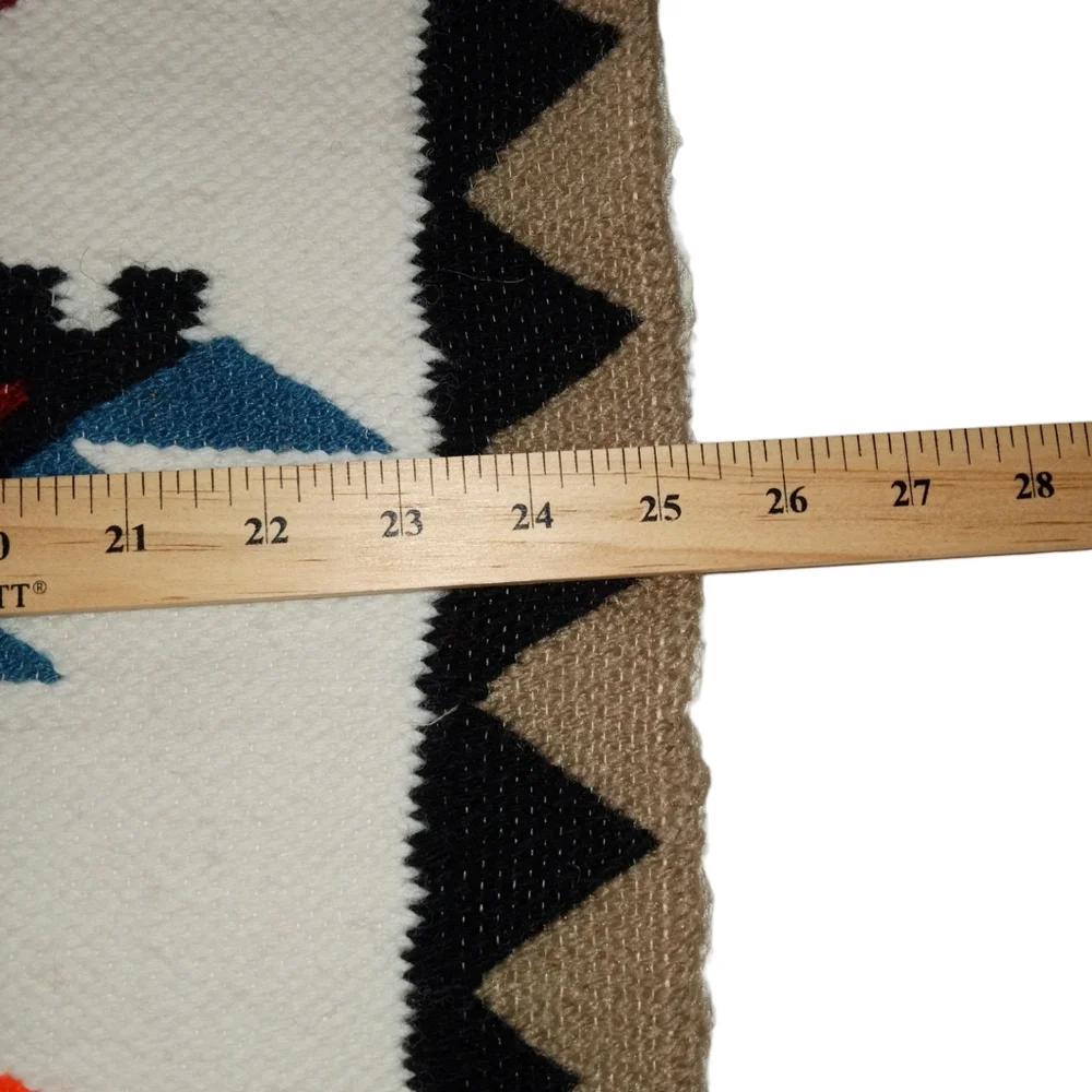 Vintage Hand Woven Wool Tapestry 25” x 37” | Ecuadorian Dance Warrior Rug